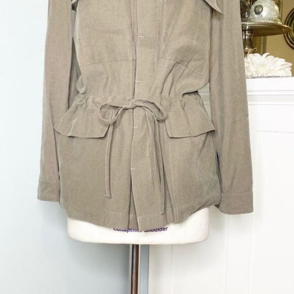 Max Studios Olive Green Soft Twill Utility Jacket Shacket - Picture 5 of 10